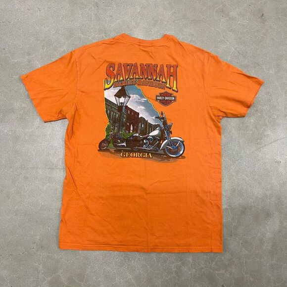 Harley-Davidson Savannah GA Orange T-Shirt Men’s Vintage Biker Graphic Southern - Picture 5 of 5